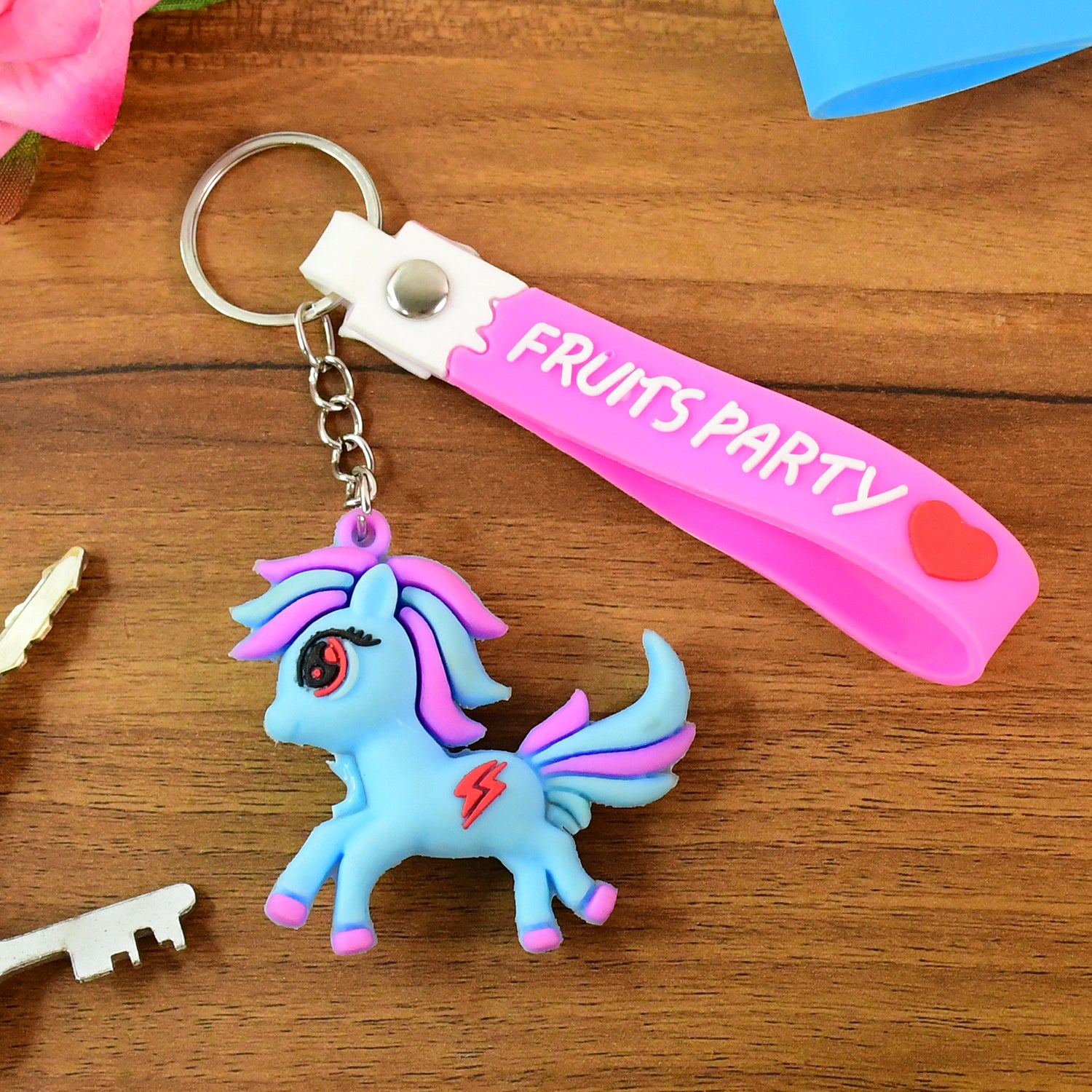 Cute Cartoon Unicorn Keychain With Silicone Strap (1 Pc) Cute Cartoon Unicorn Keychain With Silicone Strap (1 Pc)